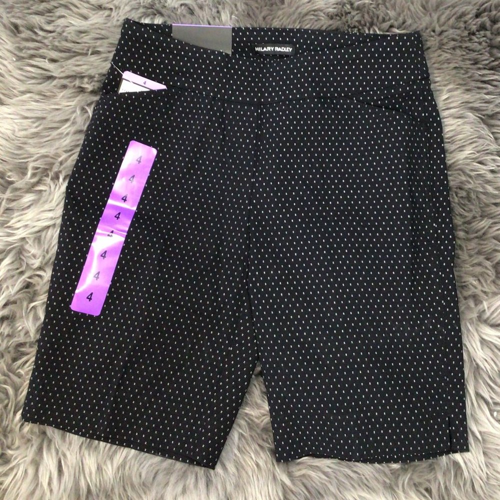 Hilary Radley | Women's Bermuda Shorts | Black with White Pattern | Size 4